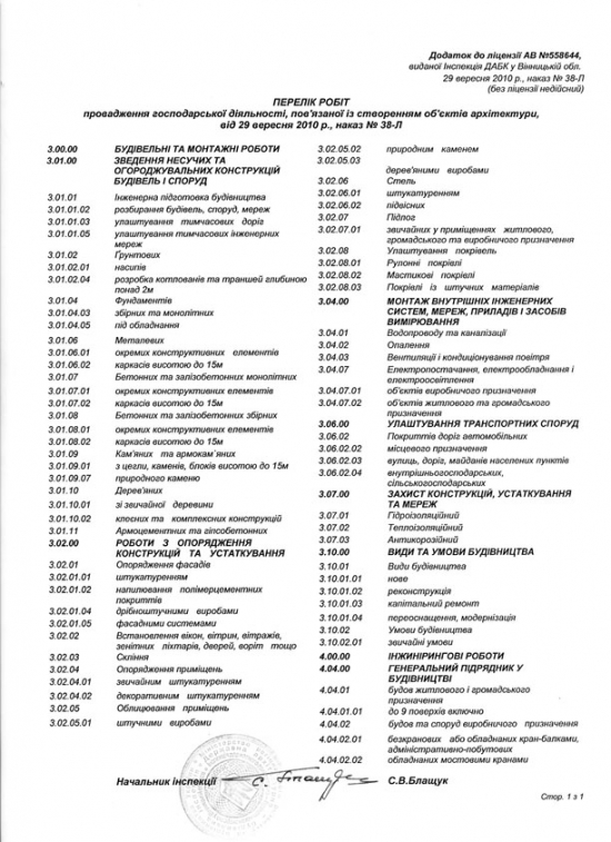 Дополнение к лицензии